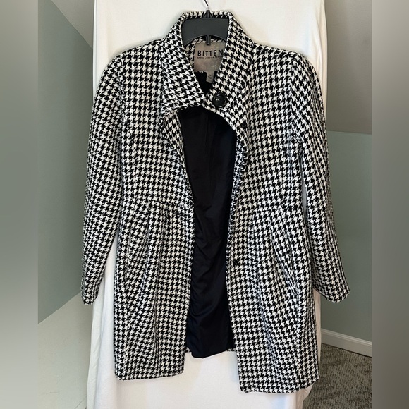 Bitten Sarah Jessica Parker Women Houndstooth wool Blend Black Y2K Size Medium - Picture 3 of 9